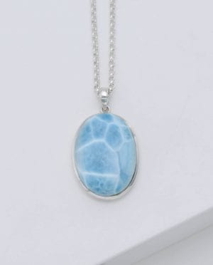 CONLIGHT Premium Beste Qualität Larimar Silber Anhaenger